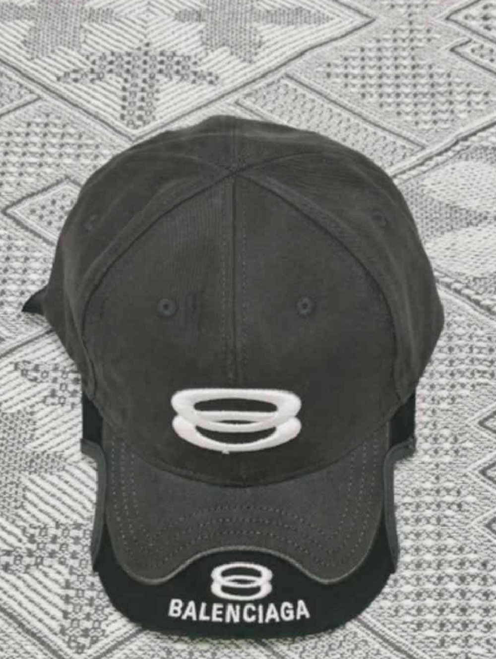 Balenciaga Black and White Embroidered Logo Baseball Cap